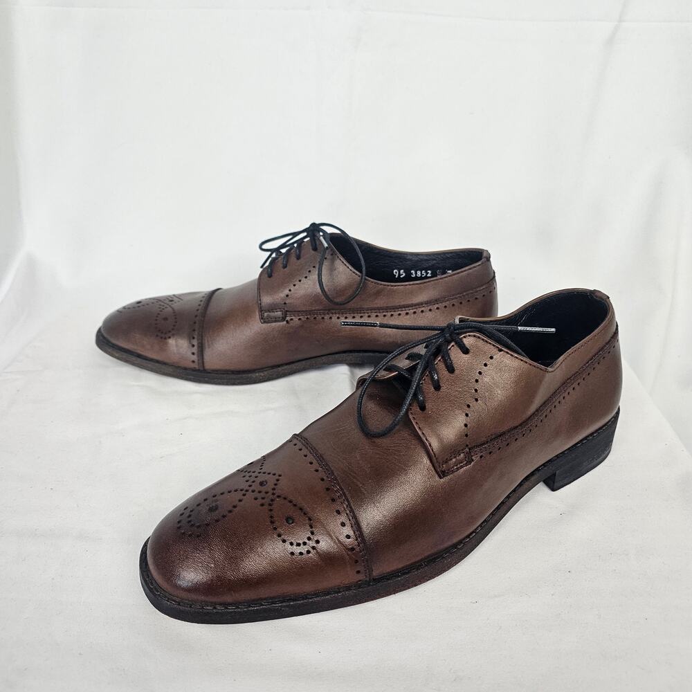J.L. Rocha Men’s Handmade Cap Toe Derby Shoes Brown Leather Size 9.5M Mexico